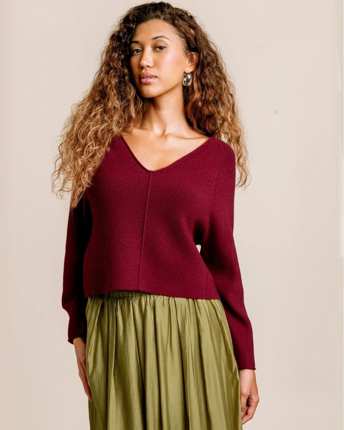 Asima V-Neck Sweater in Plumberry | Kerisma