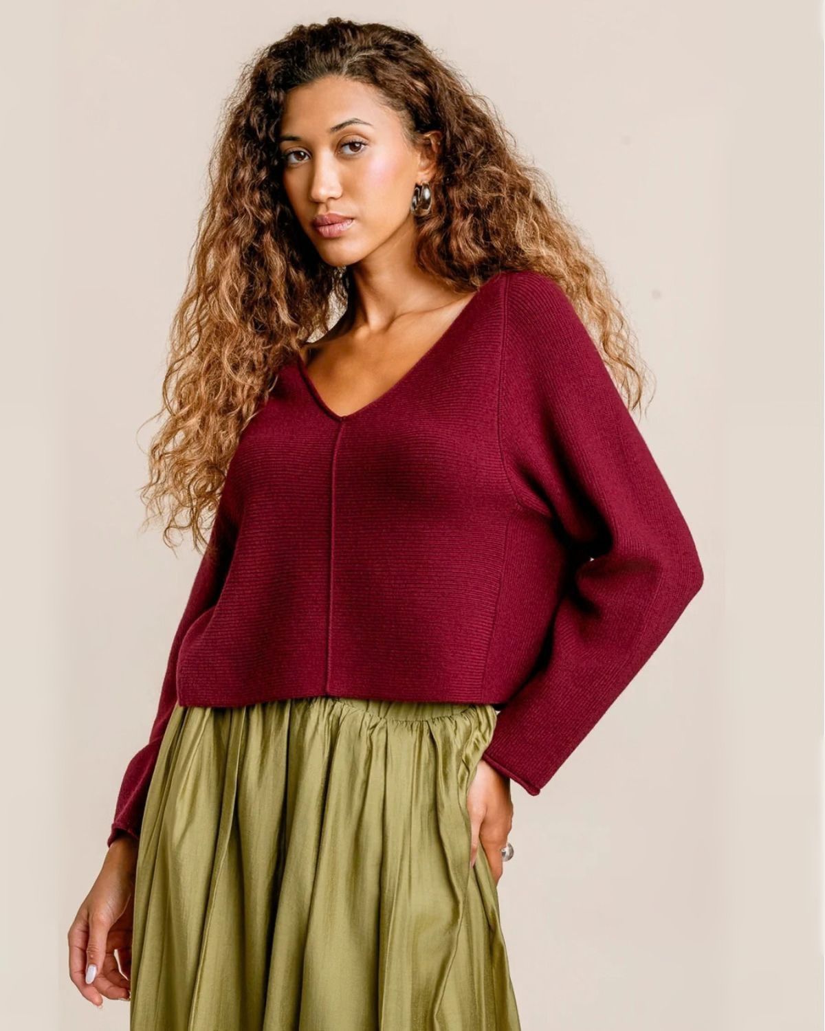 Asima V-Neck Sweater in Plumberry | Kerisma