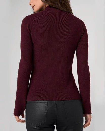 Long Sleeve Turtleneck Sweater in Dark Oxblood | Liverpool