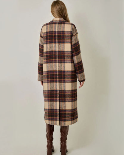 Plaid Long Jacket in Ginger Combo