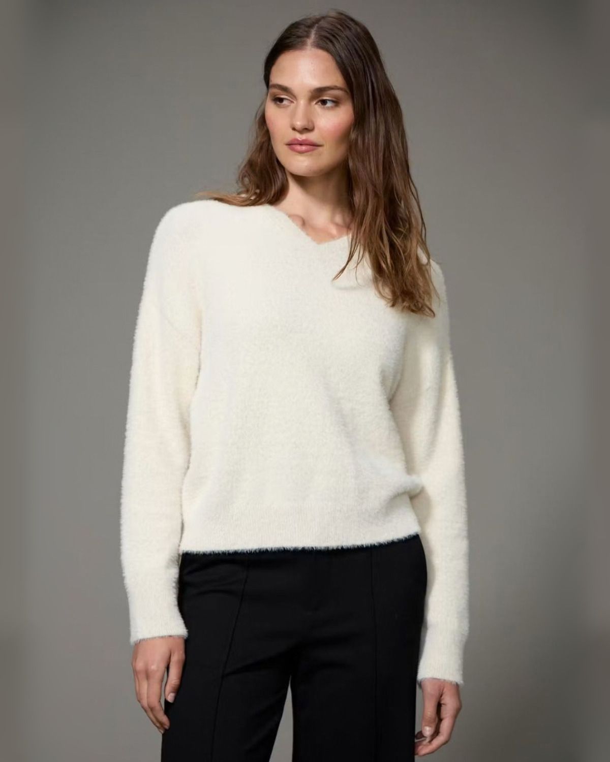 Feather V-Neck Sweater in Bone  | Sanctuary