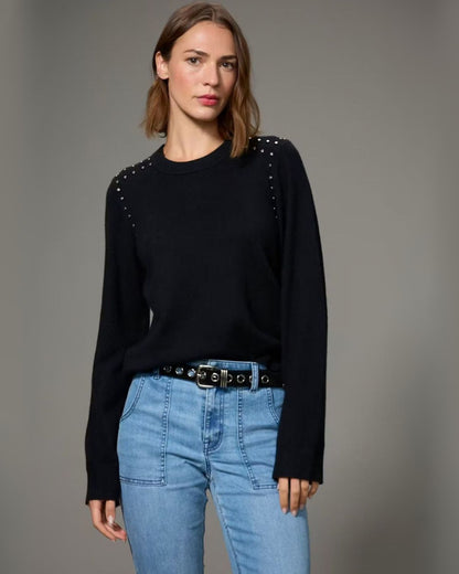 Studded Crew Neck Sweater in Black | Sanctuary