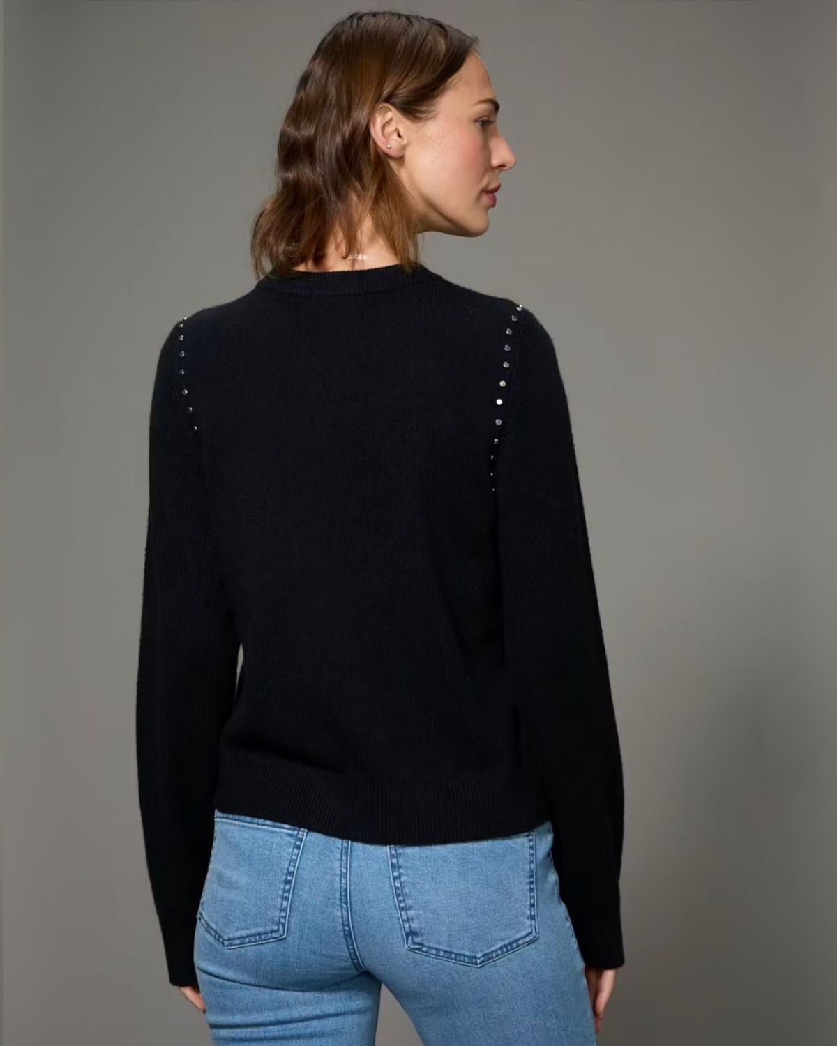 Studded Crew Neck Sweater in Black | Sanctuary