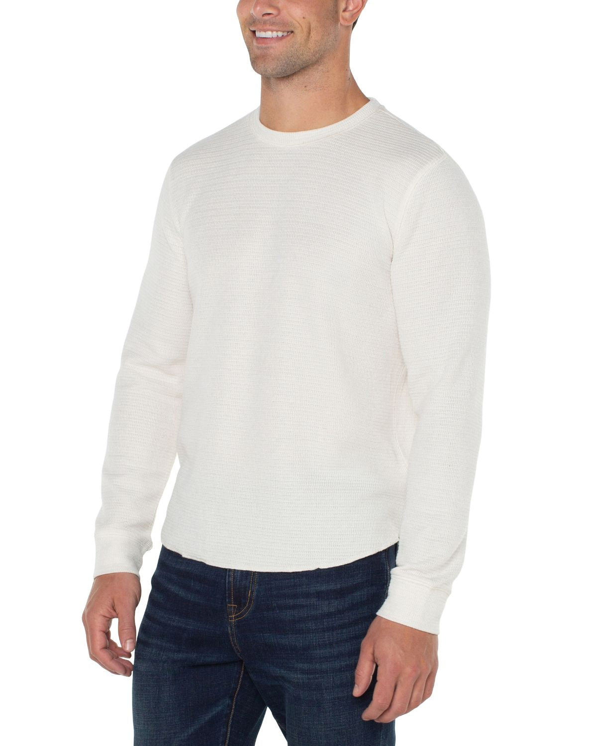 Long Sleeve Crew Neck in Cream | Liverpool