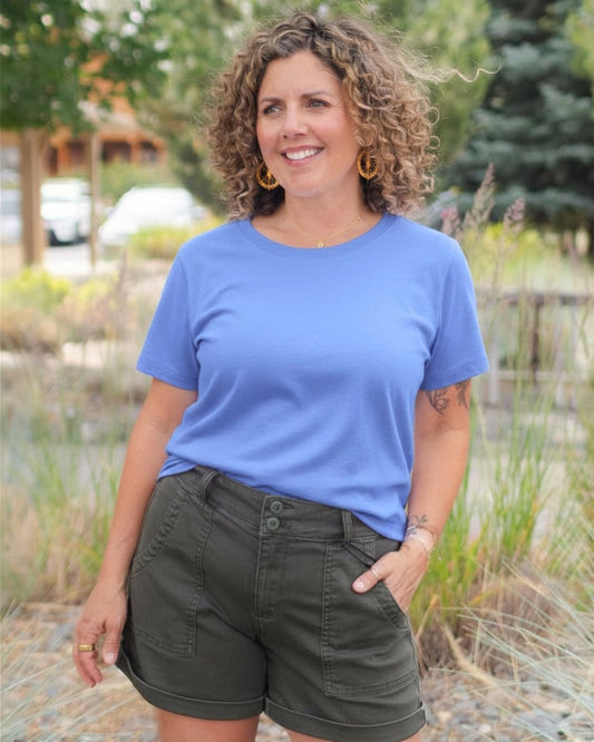 Short Sleeve Bias Tee in Forget-Me-Not | Cut•Loose