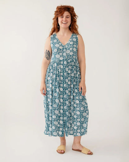 Olivia Dress in Teal Floral Print | Mata Traders