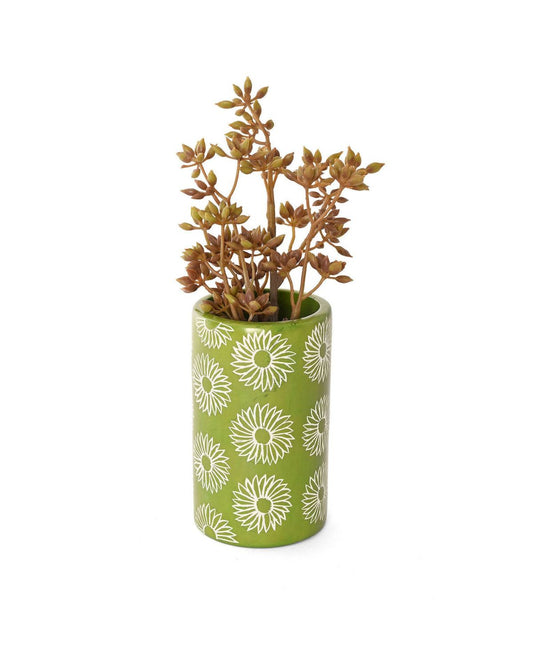 Green Blossom Soapstone Pen Cup Vase
