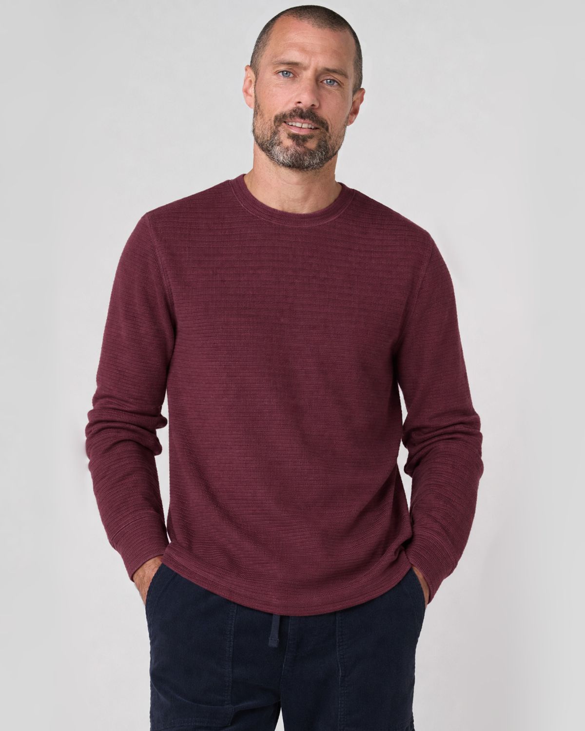 Long Sleeve Crew Neck in Wine | Liverpool