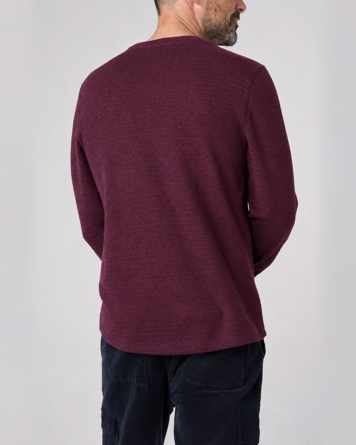 Long Sleeve Crew Neck in Wine | Liverpool