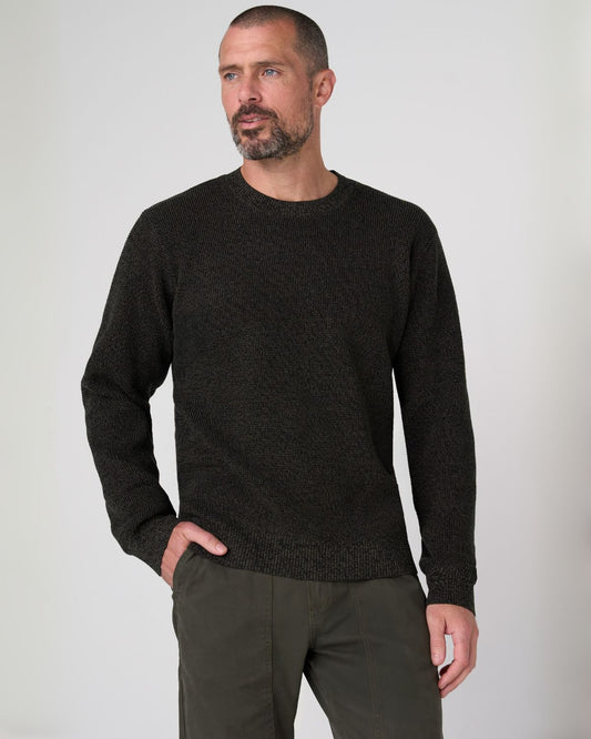 Crew Neck Sweater in Black Olive | Liverpool
