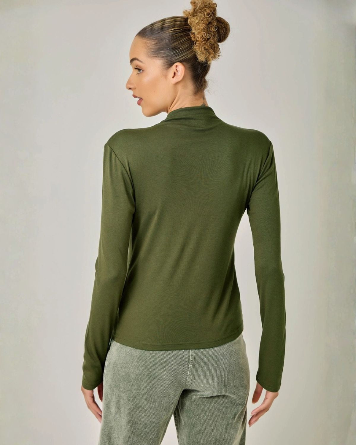 Essential Mock Neck Top in Olive