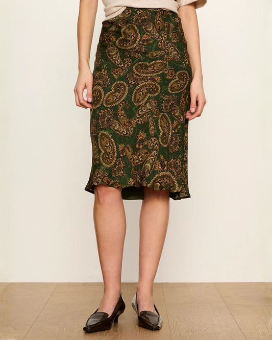 Essential Bias Skirt in Green Paisley | Sanctuary