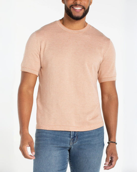 Crew Neck Sweater Tee in Peach | Liverpool