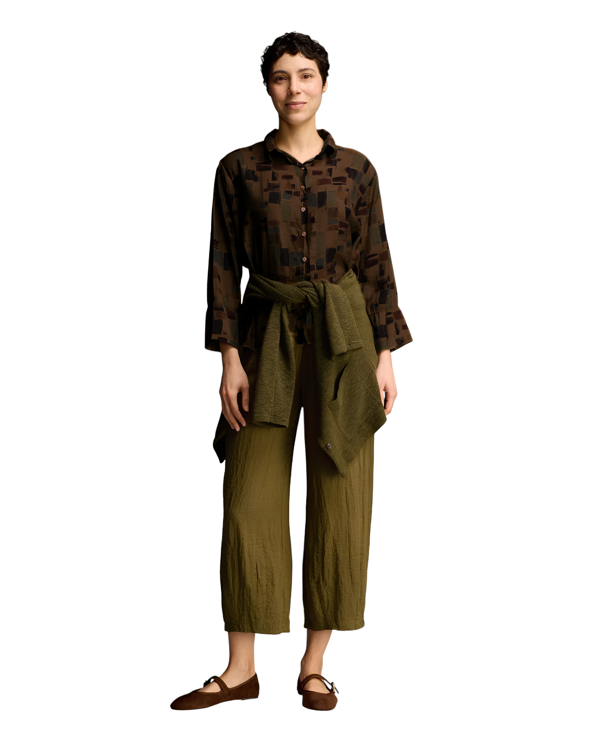 Easy Shirt in Chocolate Sea Glass Print | Cut•Loose