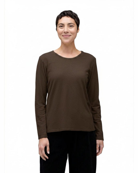 Long Sleeve Bias Tee in Chocolate | Cut•Loose