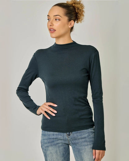 Modal Mock Neck Top in Teal