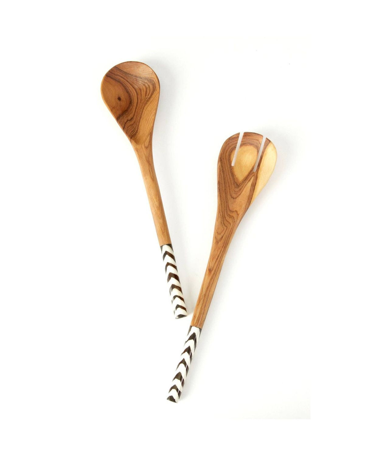 Olive Wood and Batik Bone Salad Servers