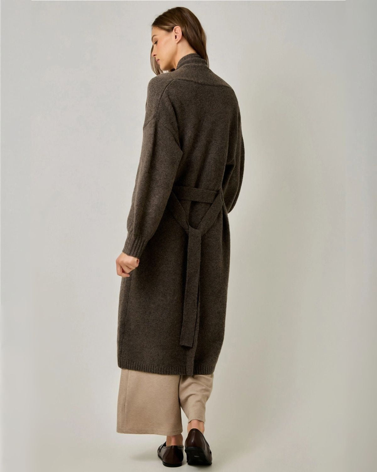 Cozy Long Sweater Coat in Ash Brown
