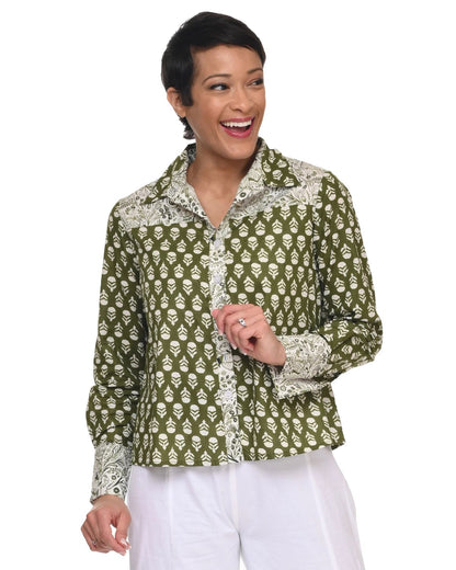 Melody Shirt in Delft Moss Print | Tulip