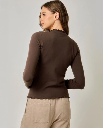 Lettuce Edge Essential Sweater in Chocolate