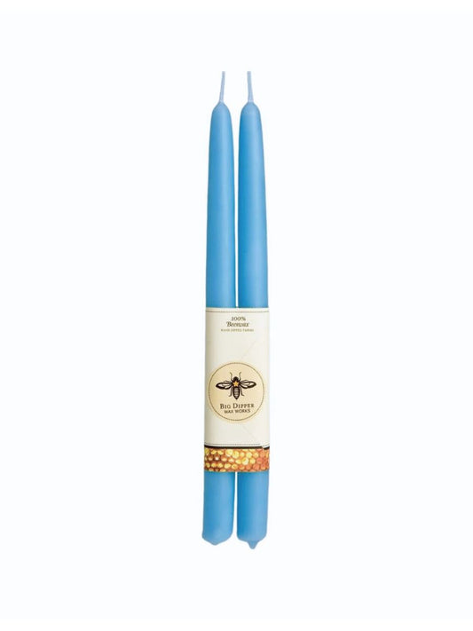 Set of Two Beeswax Taper Candles in Sky Blue