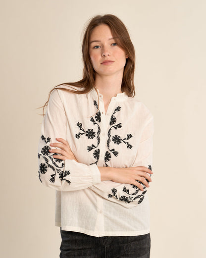 Embroidered Cotton Blouse in White
