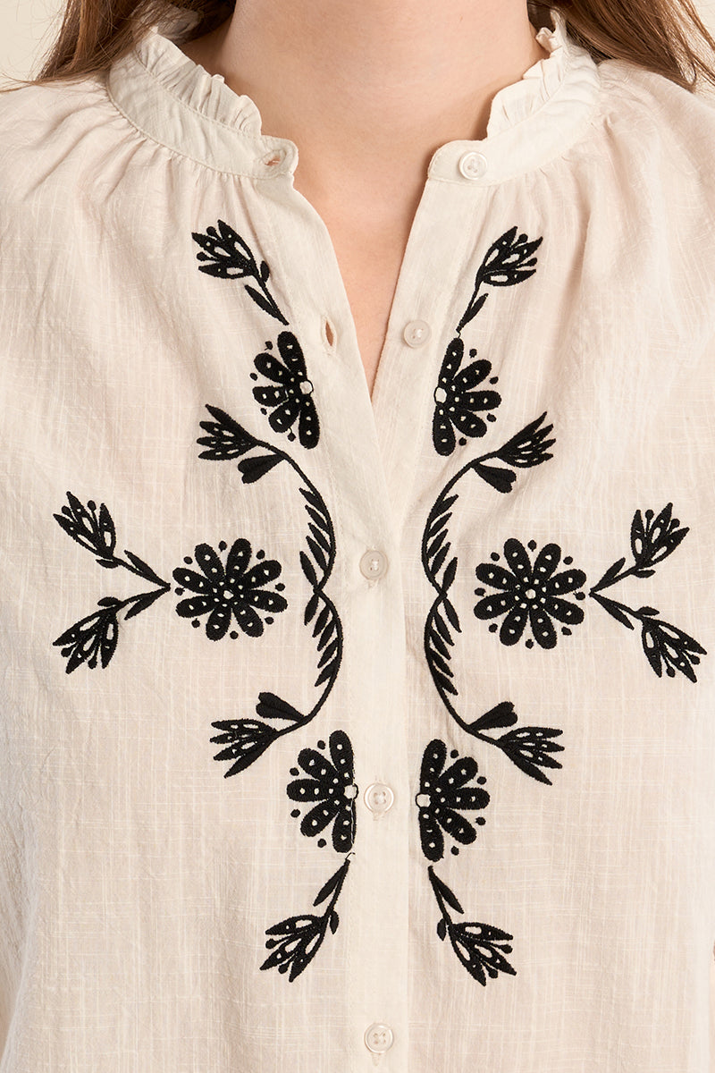Embroidered Cotton Blouse in White