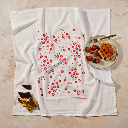 Raspberry Sakura Flour Sack Tea Towel