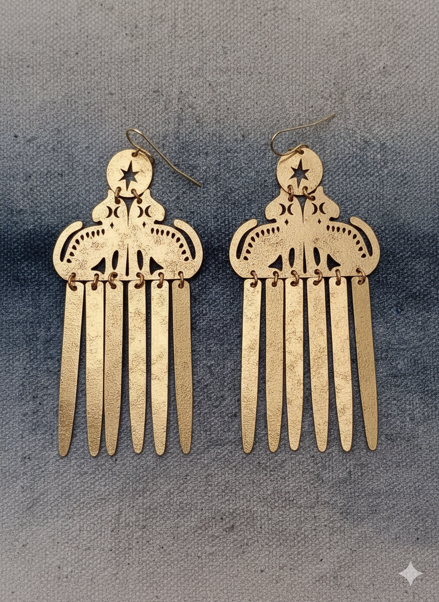 Brass Cat Dangle Earrings
