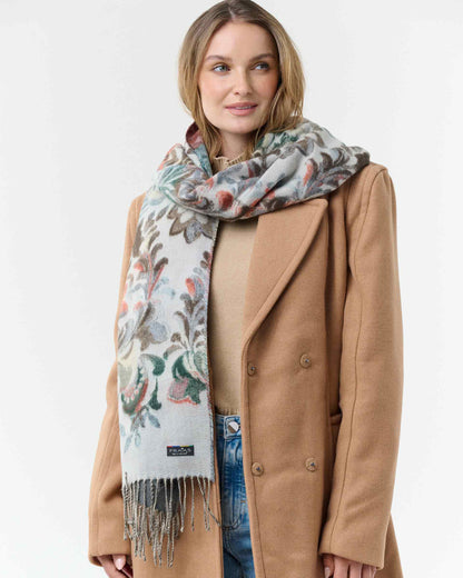 Floral Cozy Scarf in Zen Blue