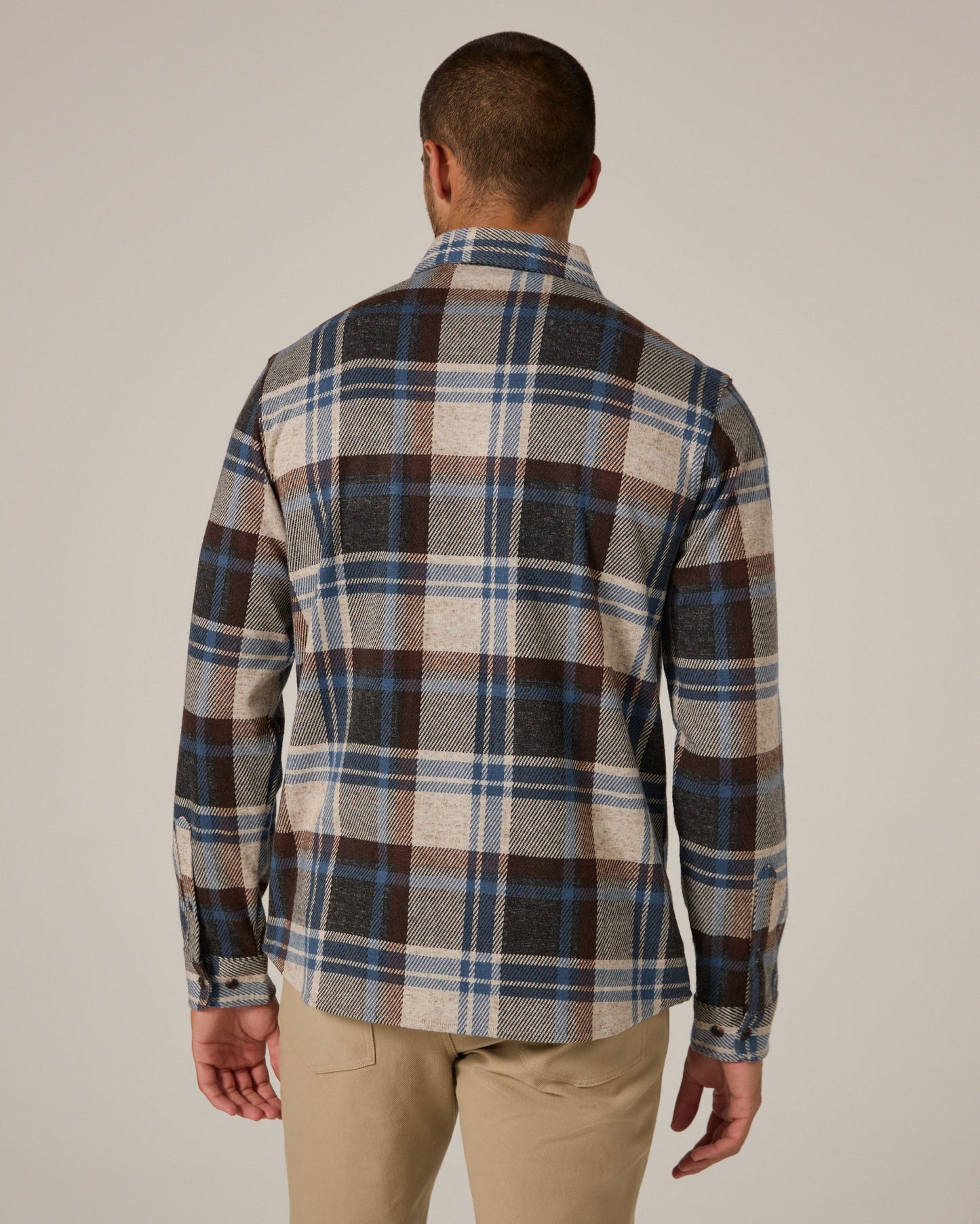 Generation Knit Shirt in Brown & Blue Plaid