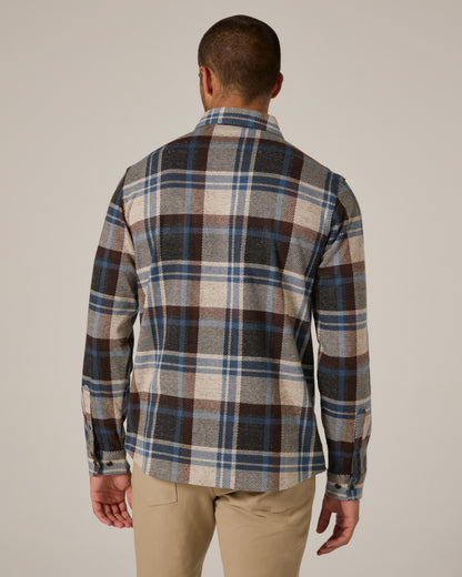 Generation Knit Shirt in Brown & Blue Plaid