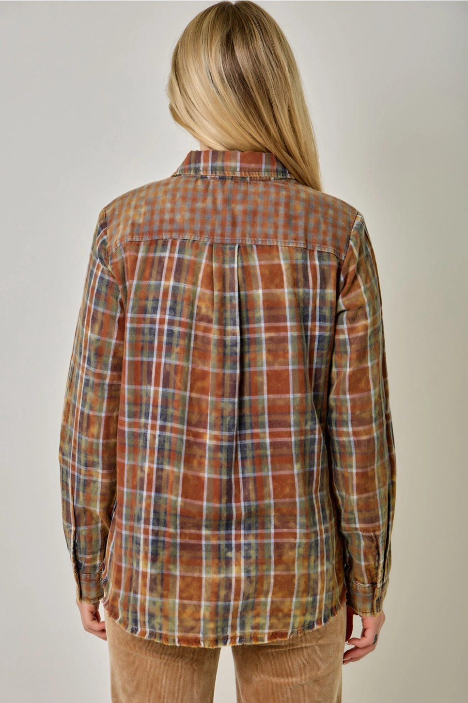Washed Plaid Shirt in Amber