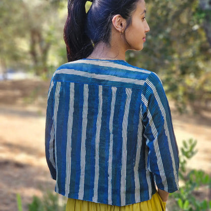 Reversible Anu Jacket in Indigo Floral | Yaza