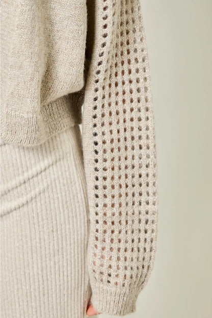 Metallic Open Cardigan in Champagne