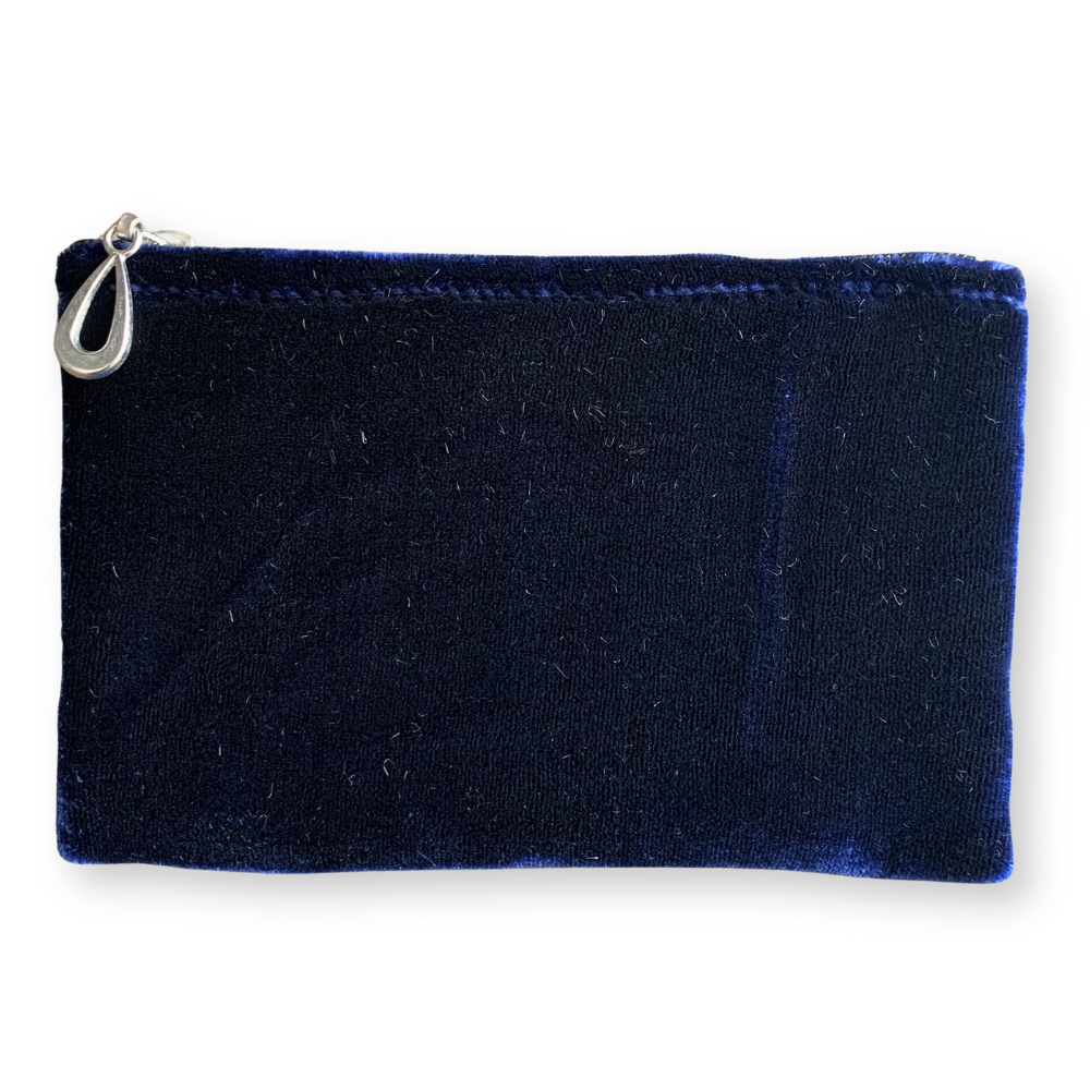 Silk Velvet Coin Purse in Indigo