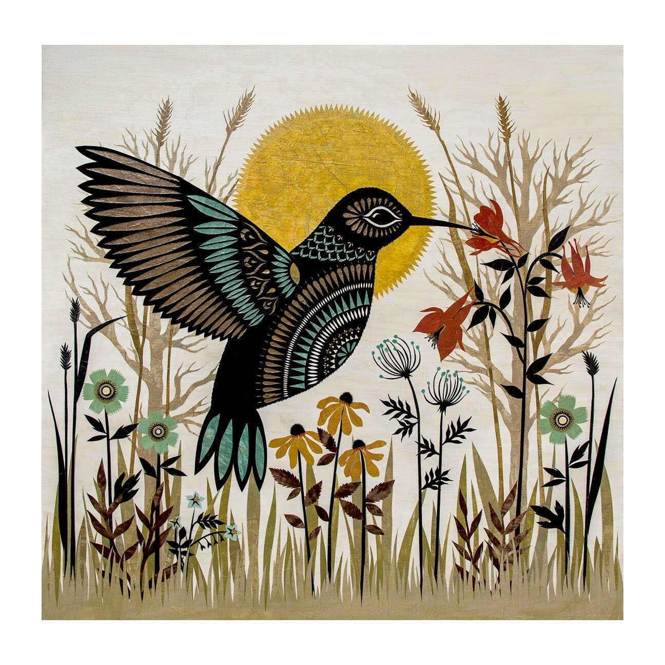Humming In The Garden 8 x 8 Print