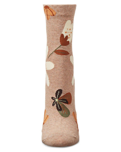 Oatmeal Floral Crew Socks