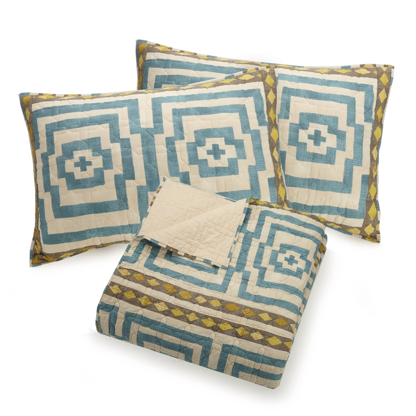 Hypnotic 3-Piece Quilt Set in Blue