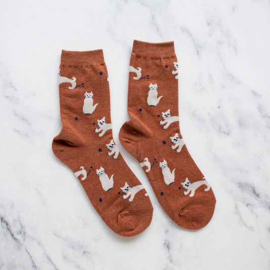 Rust Cat Meow Socks