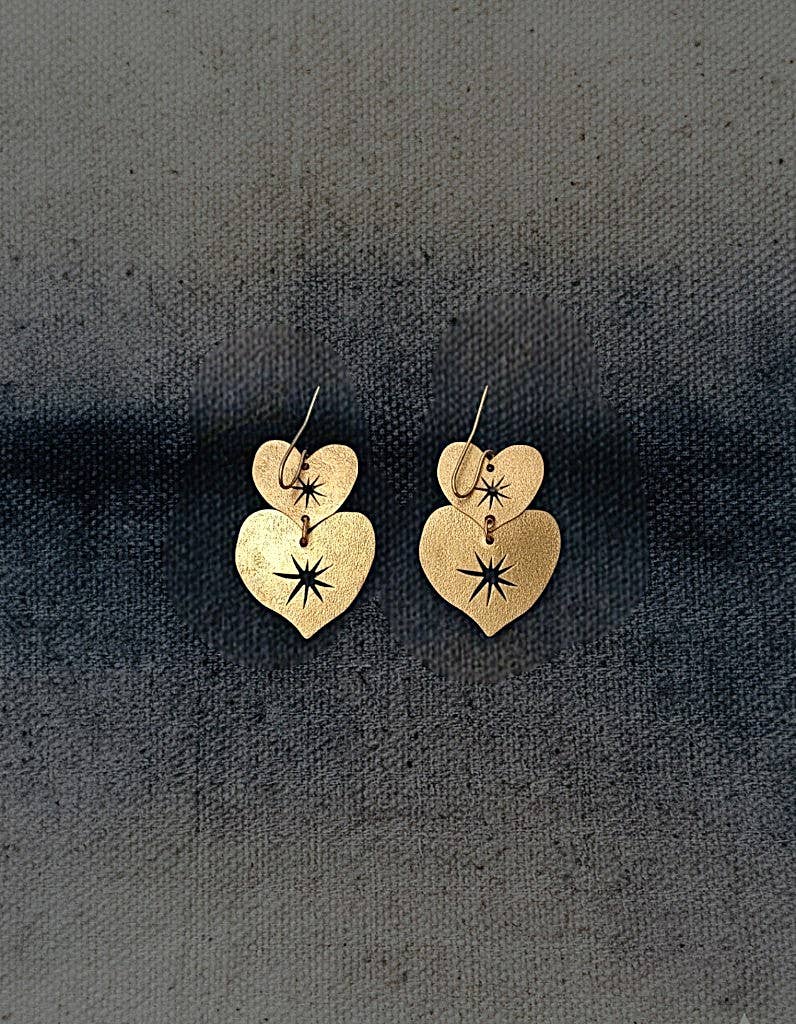Brass Heart Earrings