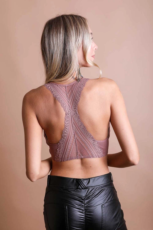 Lace Racerback Bralette in Rose