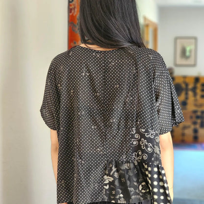 Side Gather Blouse in Black | Yaza