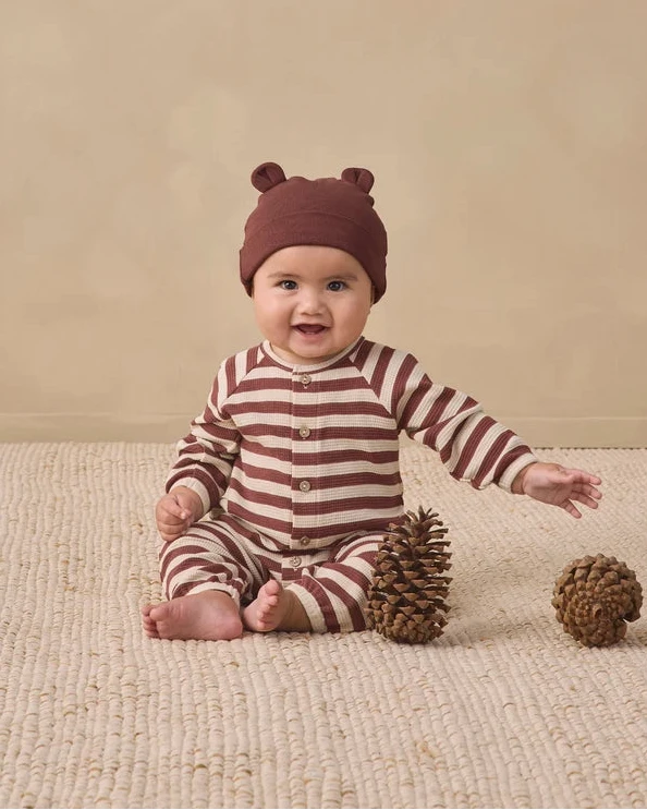Black Cherry Stripe Waffle Jumpsuit