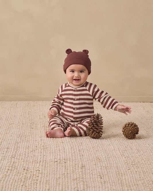 Black Cherry Stripe Waffle Jumpsuit