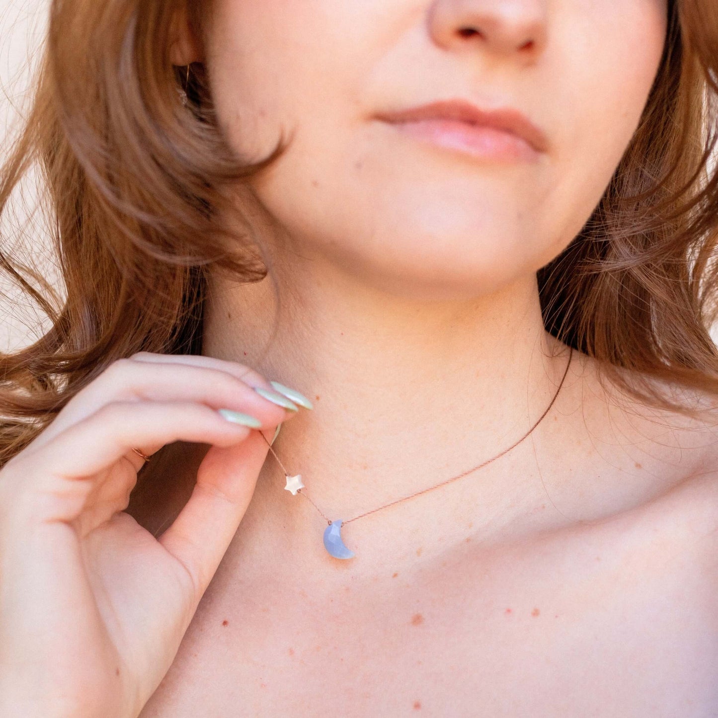 I Love You To The Moon & Back Blue Opal Necklace
