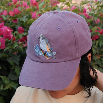 Tufted Titmouse Washed Hat in Plum