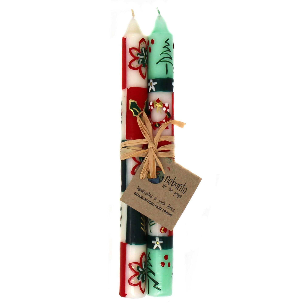 Christmas Hand-Painted Taper Candles Pair