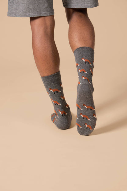 Gray Fox Cashmere Blend Crew Socks