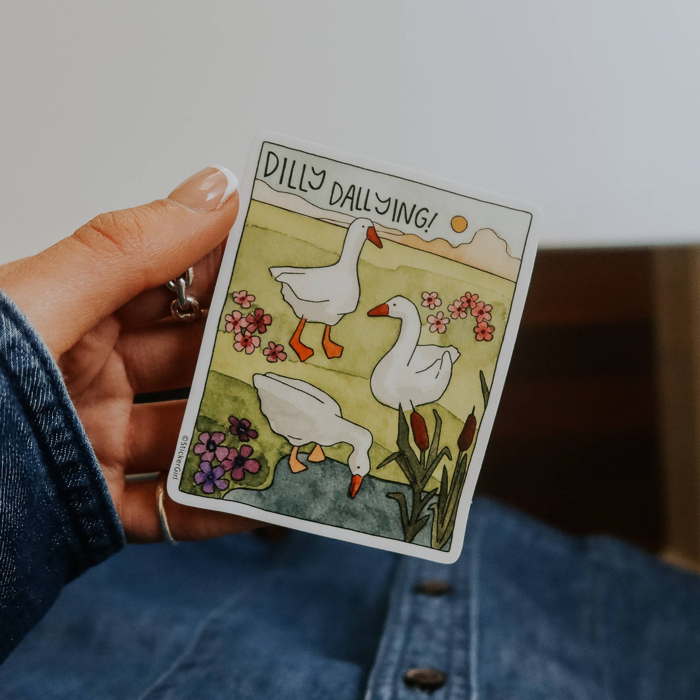 Dilly Dallying Goose Sticker